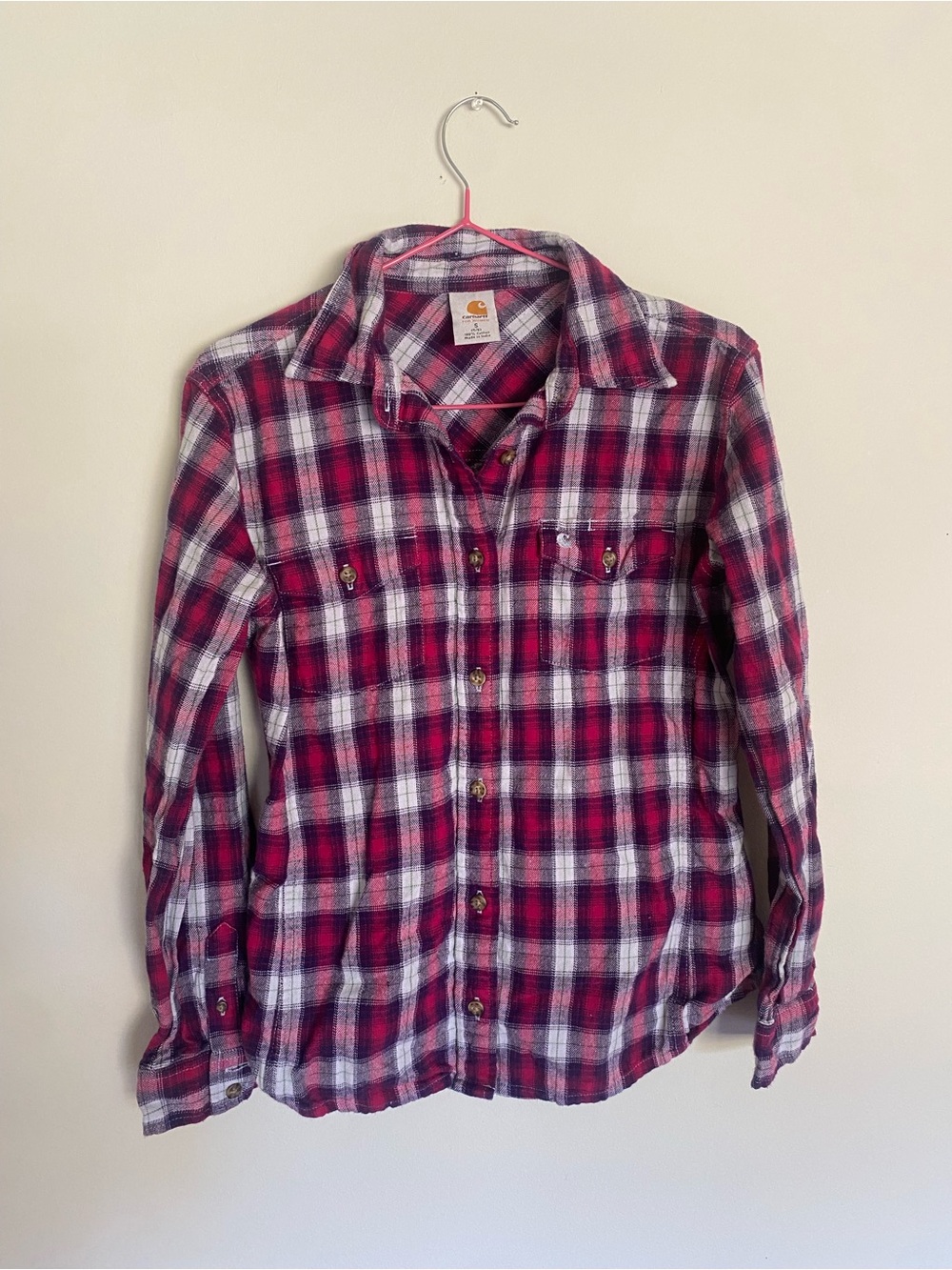 Carhartt Shirt Button Down Women’s Plaid Cotton